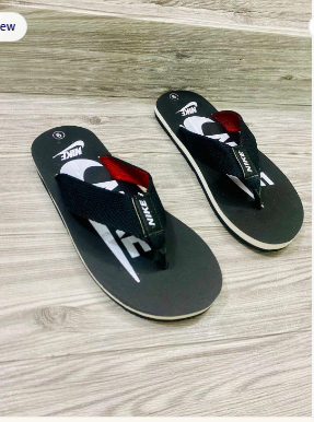 Men's Black Rubber Casual Flip Flops Size 7-10