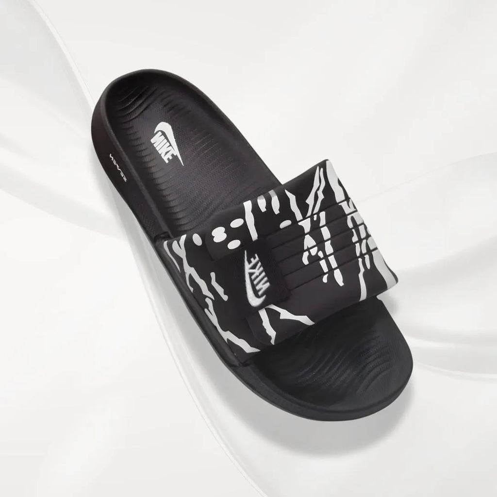 Nike Black White Textured Slide Slippers for Men Women