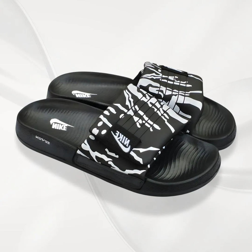 Nike Black White Textured Slide Slippers for Men Women