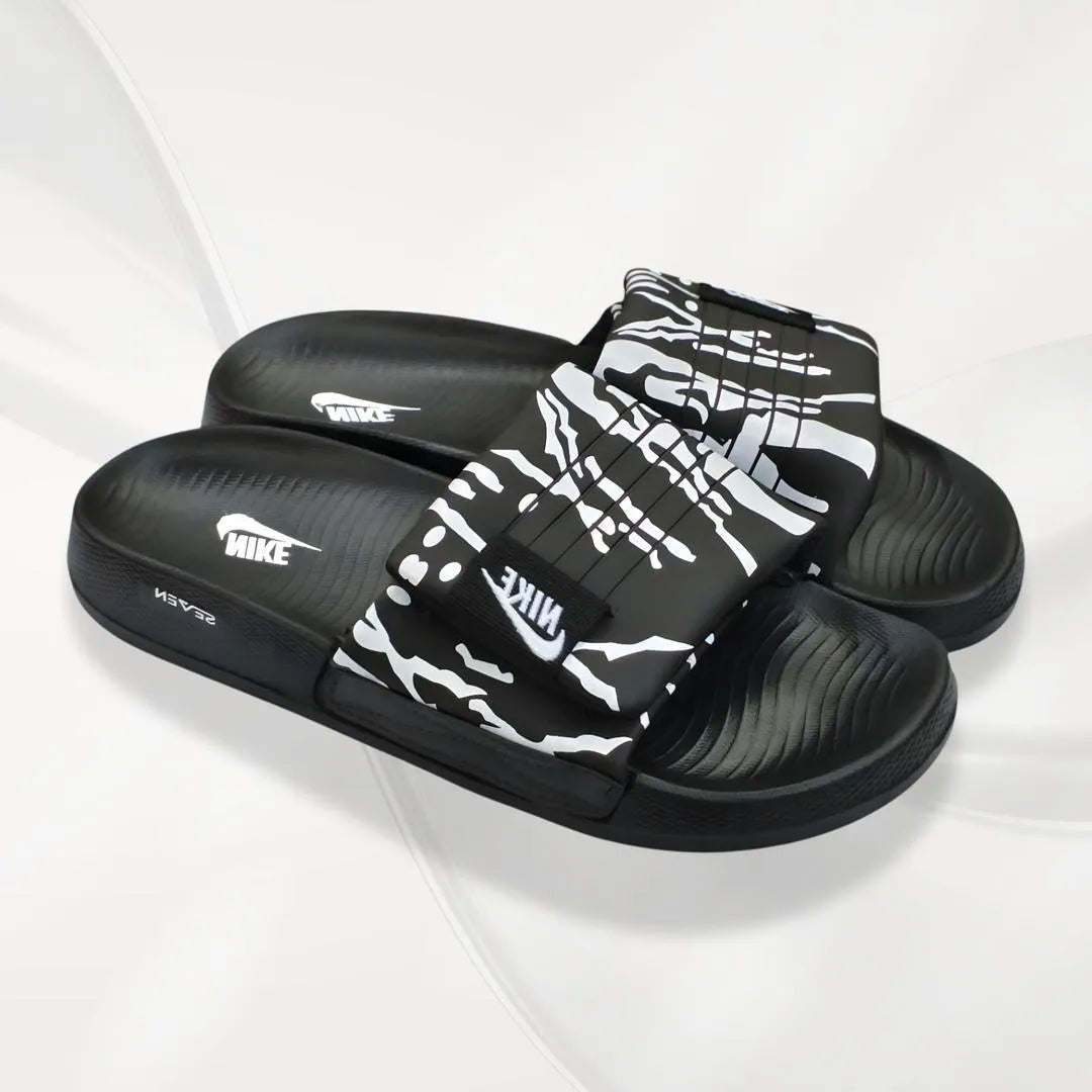 Nike Black White Textured Slide Slippers for Men Women