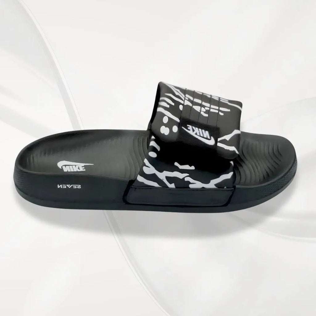 Nike Black White Textured Slide Slippers for Men Women