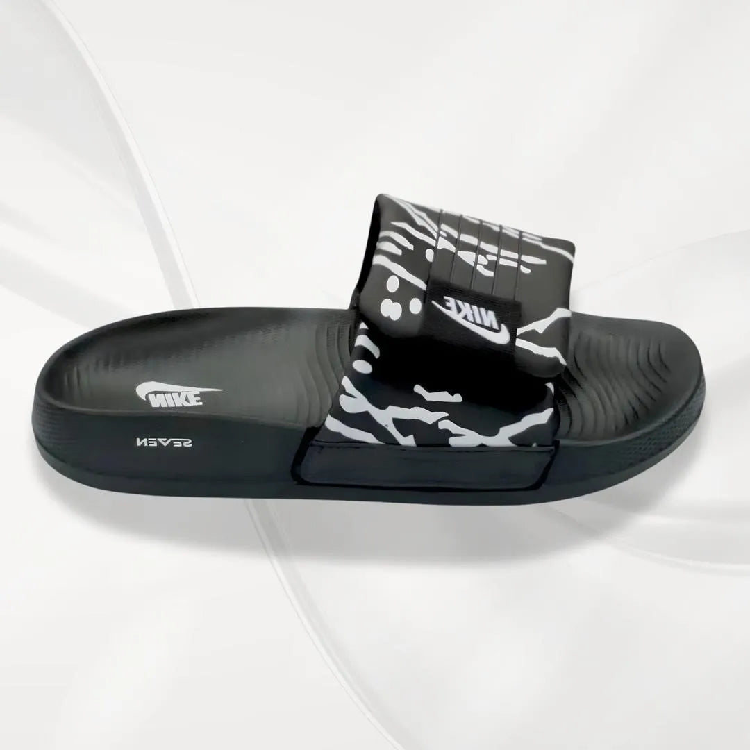 Nike Black White Textured Slide Slippers for Men Women