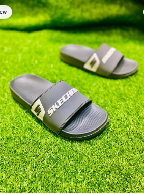 Men's Grey Rubber Slide Slippers Casual Home Office Wear