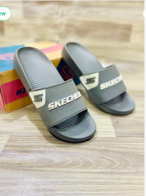 Men's Grey Rubber Slide Slippers Casual Home Office Wear